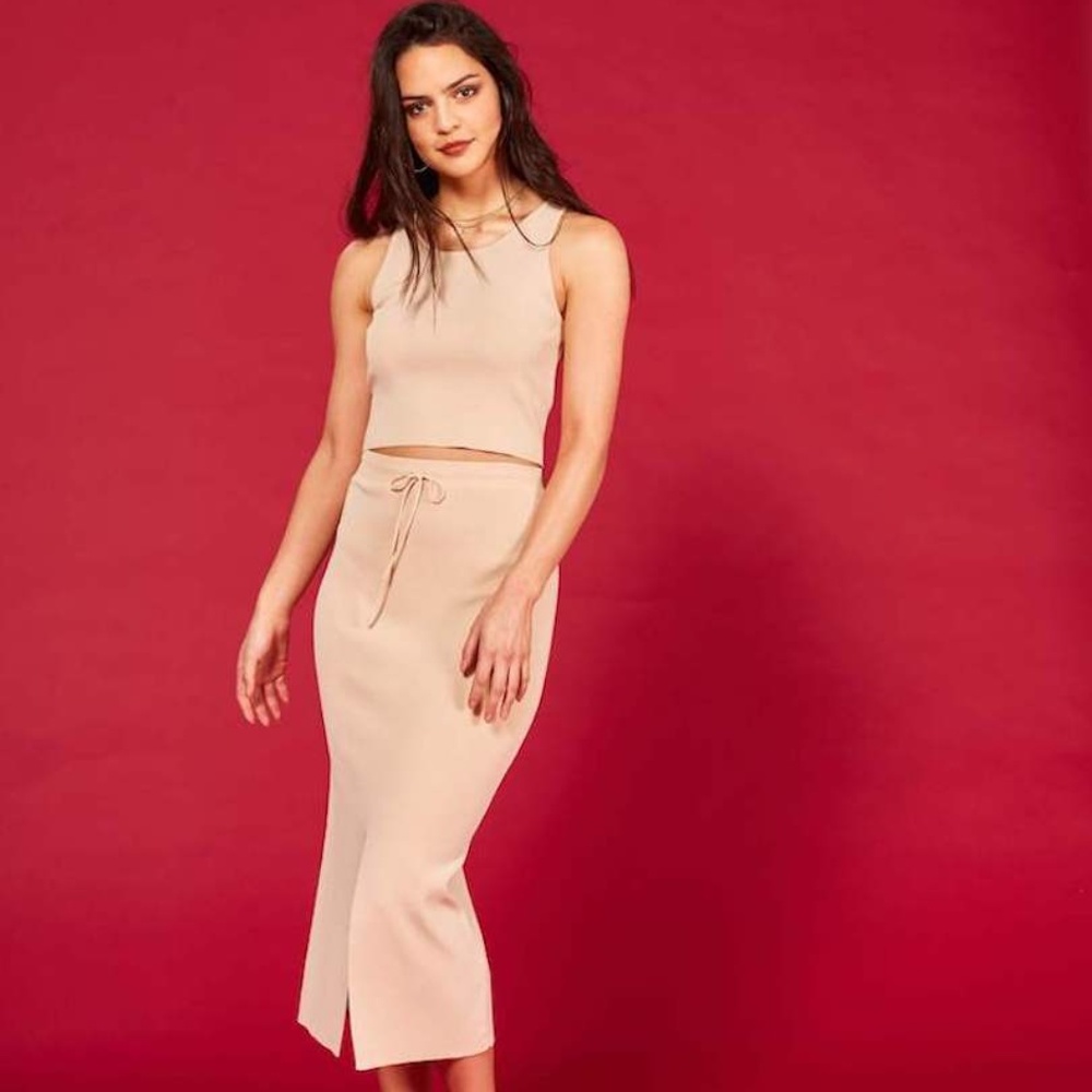 Knit Split Midi Skirt
